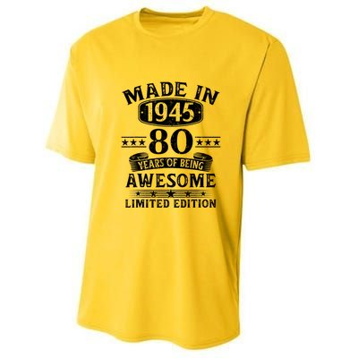 Made In 1945 80 Years Old Gifts 80th Birthday Gift Youth Performance Sprint T-Shirt