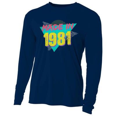 Made In 1981 Birthday Retro Vintage Cooling Performance Long Sleeve Crew