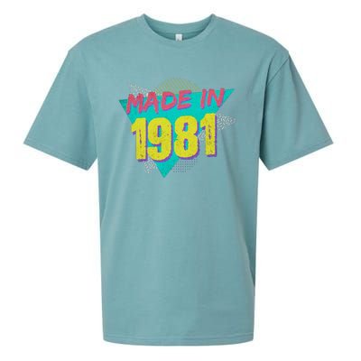 Made In 1981 Birthday Retro Vintage Sueded Cloud Jersey T-Shirt