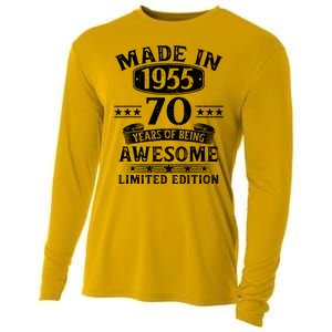 Made In 1955 70 Years Old Gifts 70th Birthday Gift Cooling Performance Long Sleeve Crew