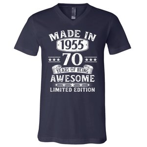 Made In 1955 70 Years Old Gifts 70th Birthday Gift V-Neck T-Shirt