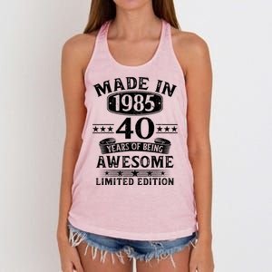 Made In 1985 40 Years Old Gifts 40th Birthday Gift Women's Knotted Racerback Tank