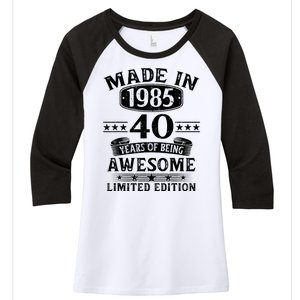 Made In 1985 40 Years Old Gifts 40th Birthday Gift Women's Tri-Blend 3/4-Sleeve Raglan Shirt