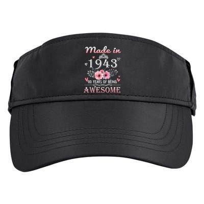 Made In 1943 Floral 80 Year Old 80th Birthday Gifts Wom.e.n Adult Drive Performance Visor