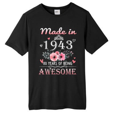 Made In 1943 Floral 80 Year Old 80th Birthday Gifts Wom.e.n Tall Fusion ChromaSoft Performance T-Shirt