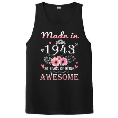 Made In 1943 Floral 80 Year Old 80th Birthday Gifts Wom.e.n PosiCharge Competitor Tank