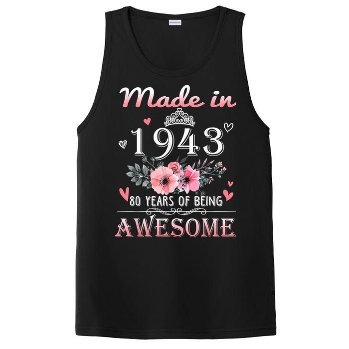 Made In 1943 Floral 80 Year Old 80th Birthday Gifts Wom.e.n PosiCharge Competitor Tank