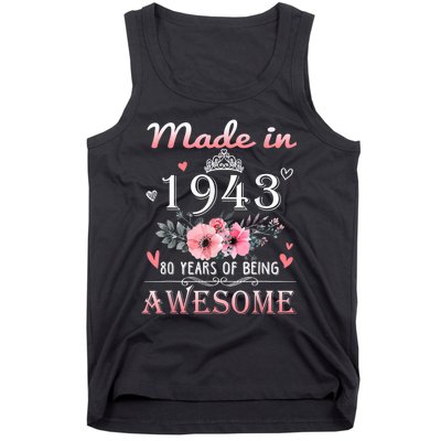 Made In 1943 Floral 80 Year Old 80th Birthday Gifts Wom.e.n Tank Top