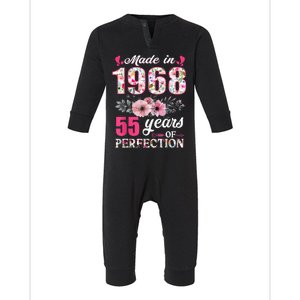 Made In 1968 Floral 55 Year Old 55th Birthday Present Gifts Wo Infant Fleece One Piece