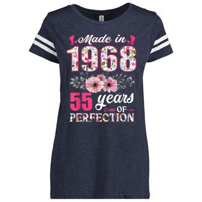 Made In 1968 Floral 55 Year Old 55th Birthday Present Gifts Wo Enza Ladies Jersey Football T-Shirt