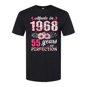 Made In 1968 Floral 55 Year Old 55th Birthday Present Gifts Wo Softstyle CVC T-Shirt