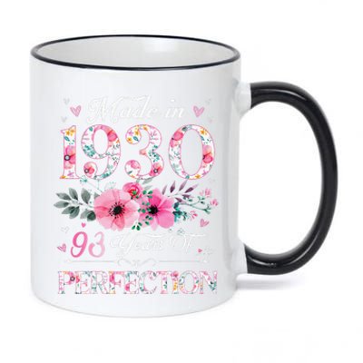 Made In 1930 Floral 93 Year Old 93th Birthday Gifts Women 11oz Black Color Changing Mug