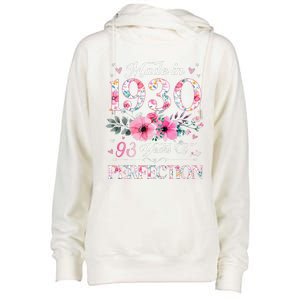 Made In 1930 Floral 93 Year Old 93th Birthday Gifts Women Womens Funnel Neck Pullover Hood