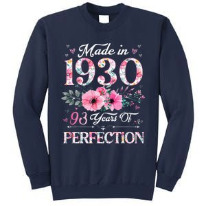 Made In 1930 Floral 93 Year Old 93th Birthday Gifts Women Sweatshirt