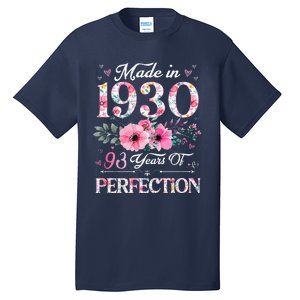 Made In 1930 Floral 93 Year Old 93th Birthday Gifts Women Tall T-Shirt