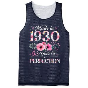 Made In 1930 Floral 93 Year Old 93th Birthday Gifts Women Mesh Reversible Basketball Jersey Tank