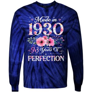 Made In 1930 Floral 93 Year Old 93th Birthday Gifts Women Tie-Dye Long Sleeve Shirt