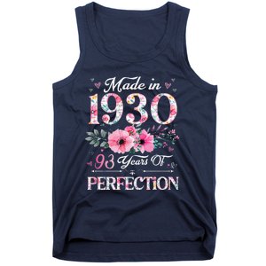 Made In 1930 Floral 93 Year Old 93th Birthday Gifts Women Tank Top