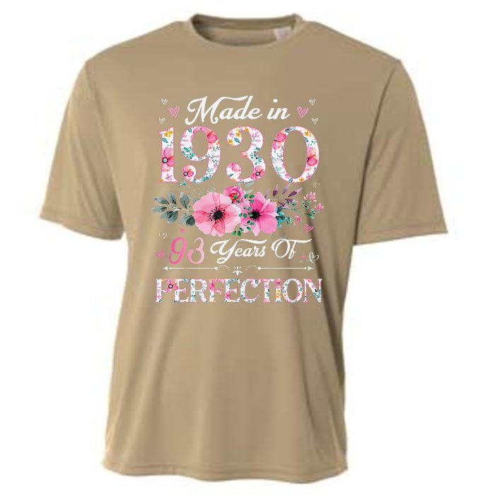 Made In 1930 Floral 93 Year Old 93th Birthday Gifts Women Cooling Performance Crew T-Shirt