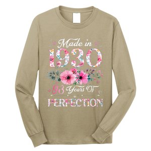 Made In 1930 Floral 93 Year Old 93th Birthday Gifts Women Long Sleeve Shirt