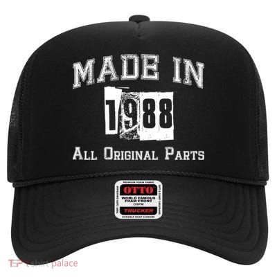 Made In 1988 Funny Anniversary Gift High Crown Mesh Back Trucker Hat