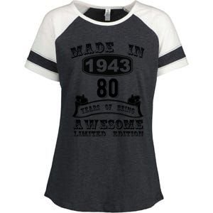 Made In 1943 80 Years Old Gifts 80th Birthday Gift For M.e Enza Ladies Jersey Colorblock Tee