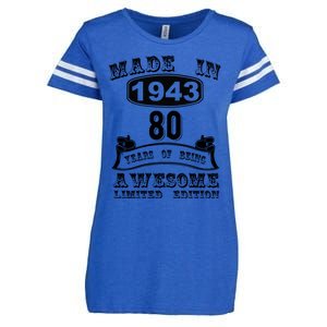 Made In 1943 80 Years Old Gifts 80th Birthday Gift For M.e Enza Ladies Jersey Football T-Shirt