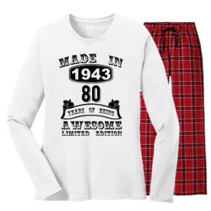 Made In 1943 80 Years Old Gifts 80th Birthday Gift For M.e Women's Long Sleeve Flannel Pajama Set 