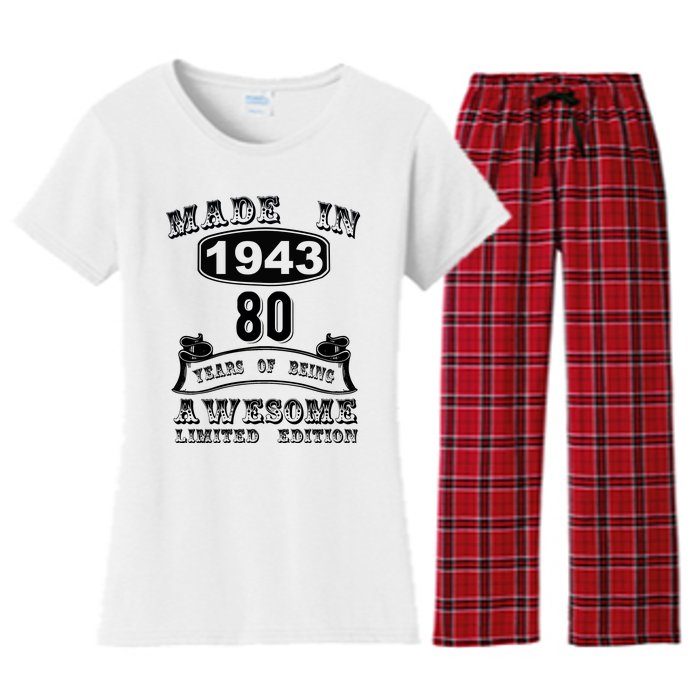 Made In 1943 80 Years Old Gifts 80th Birthday Gift For M.e Women's Flannel Pajama Set