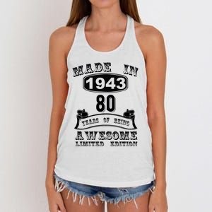 Made In 1943 80 Years Old Gifts 80th Birthday Gift For M.e Women's Knotted Racerback Tank