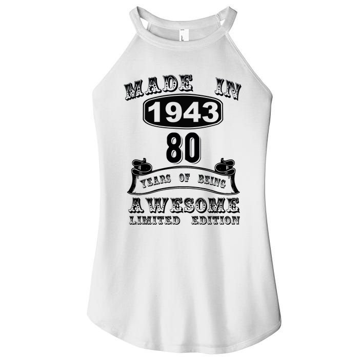 Made In 1943 80 Years Old Gifts 80th Birthday Gift For M.e Women's Perfect Tri Rocker Tank