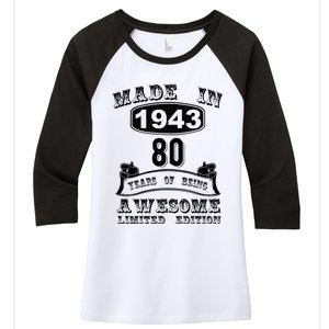 Made In 1943 80 Years Old Gifts 80th Birthday Gift For M.e Women's Tri-Blend 3/4-Sleeve Raglan Shirt