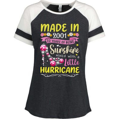 Made In 2001 22 Year Old 22nd Birthday Gift For Women Enza Ladies Jersey Colorblock Tee