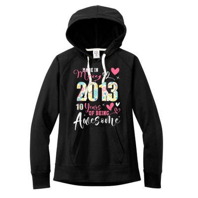 Made In 2013 Floral May 10 Years Of Being Awesome Women's Fleece Hoodie