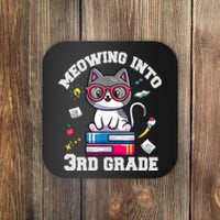 Meowing Into 3rd Grade Funny Back To School Cat Lovers Coaster