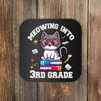 Meowing Into 3rd Grade Funny Back To School Cat Lovers Coaster