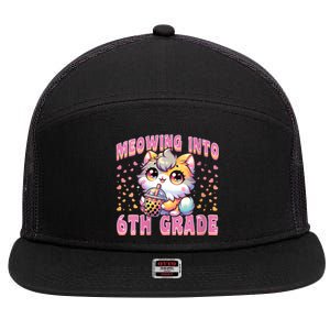 Meowing Into 6th Grade Girl Back To School Gift 7 Panel Mesh Trucker Snapback Hat