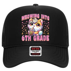 Meowing Into 6th Grade Girl Back To School Gift High Crown Mesh Back Trucker Hat