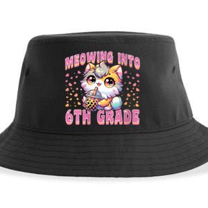 Meowing Into 6th Grade Girl Back To School Gift Sustainable Bucket Hat