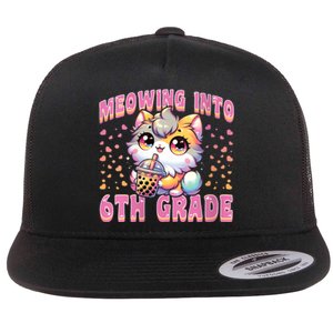 Meowing Into 6th Grade Girl Back To School Gift Flat Bill Trucker Hat