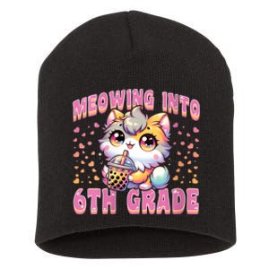 Meowing Into 6th Grade Girl Back To School Gift Short Acrylic Beanie