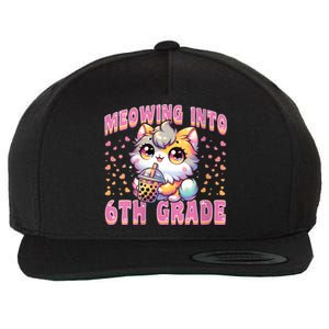 Meowing Into 6th Grade Girl Back To School Gift Wool Snapback Cap