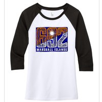 Marshall Islands 692 Women's Tri-Blend 3/4-Sleeve Raglan Shirt