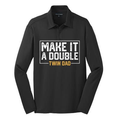 Make It A Double Twin Dad Funny Silk Touch Performance Long Sleeve Polo