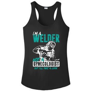 Men Im A Welder Not A Gynecologist Funny Welding Ladies PosiCharge Competitor Racerback Tank