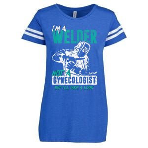 Men Im A Welder Not A Gynecologist Funny Welding Enza Ladies Jersey Football T-Shirt