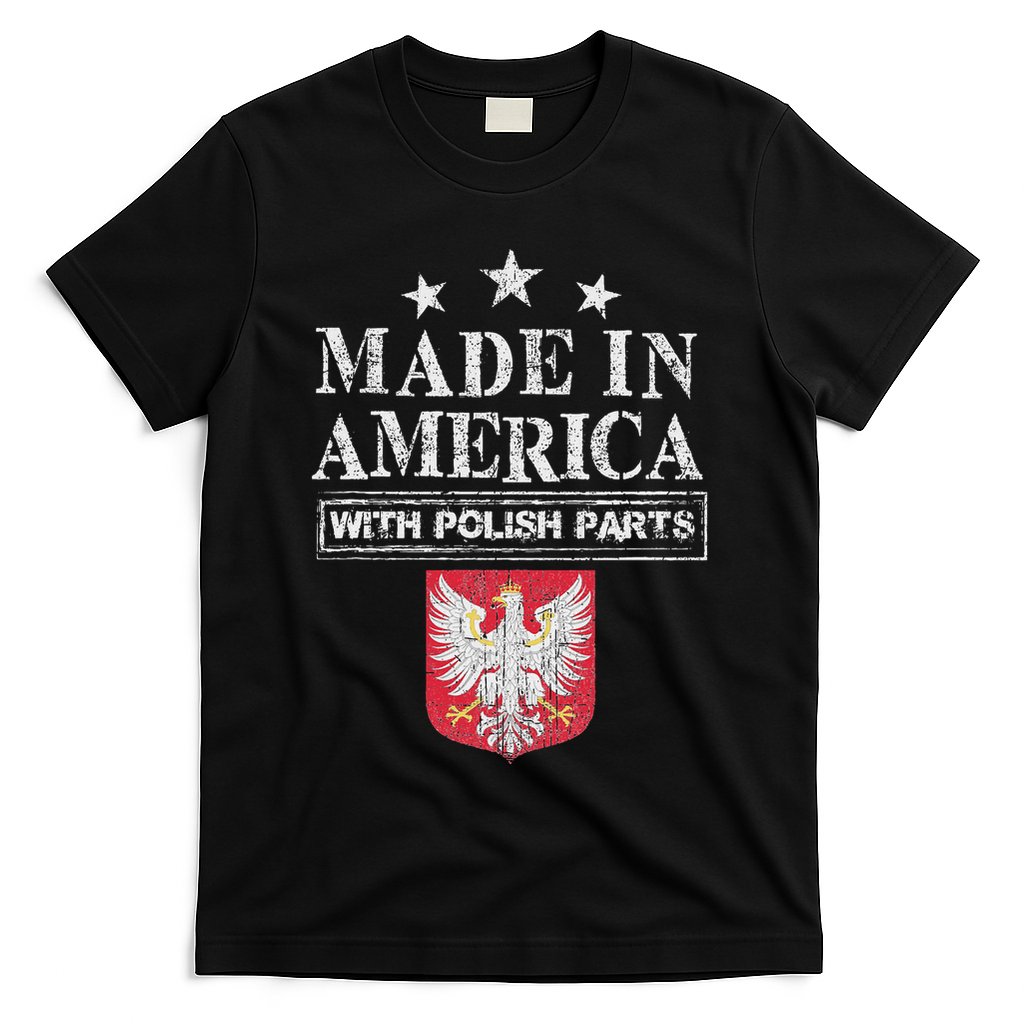 Made In America With Polish Parts Pride Poland Immigra T-Shirt
