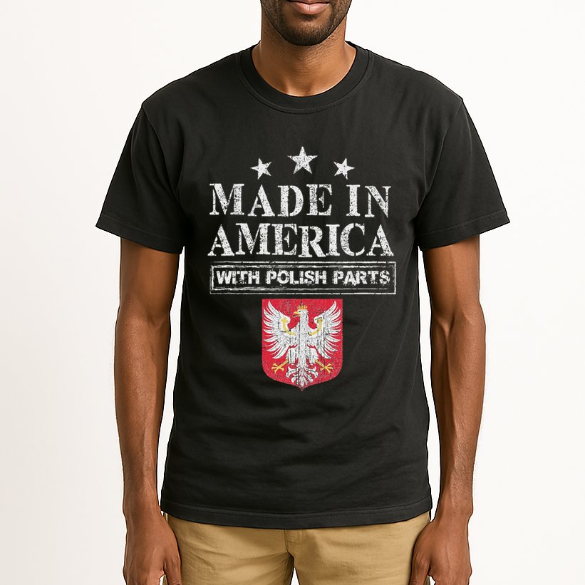 Made In America With Polish Parts Pride Poland Immigra Tall T-Shirt