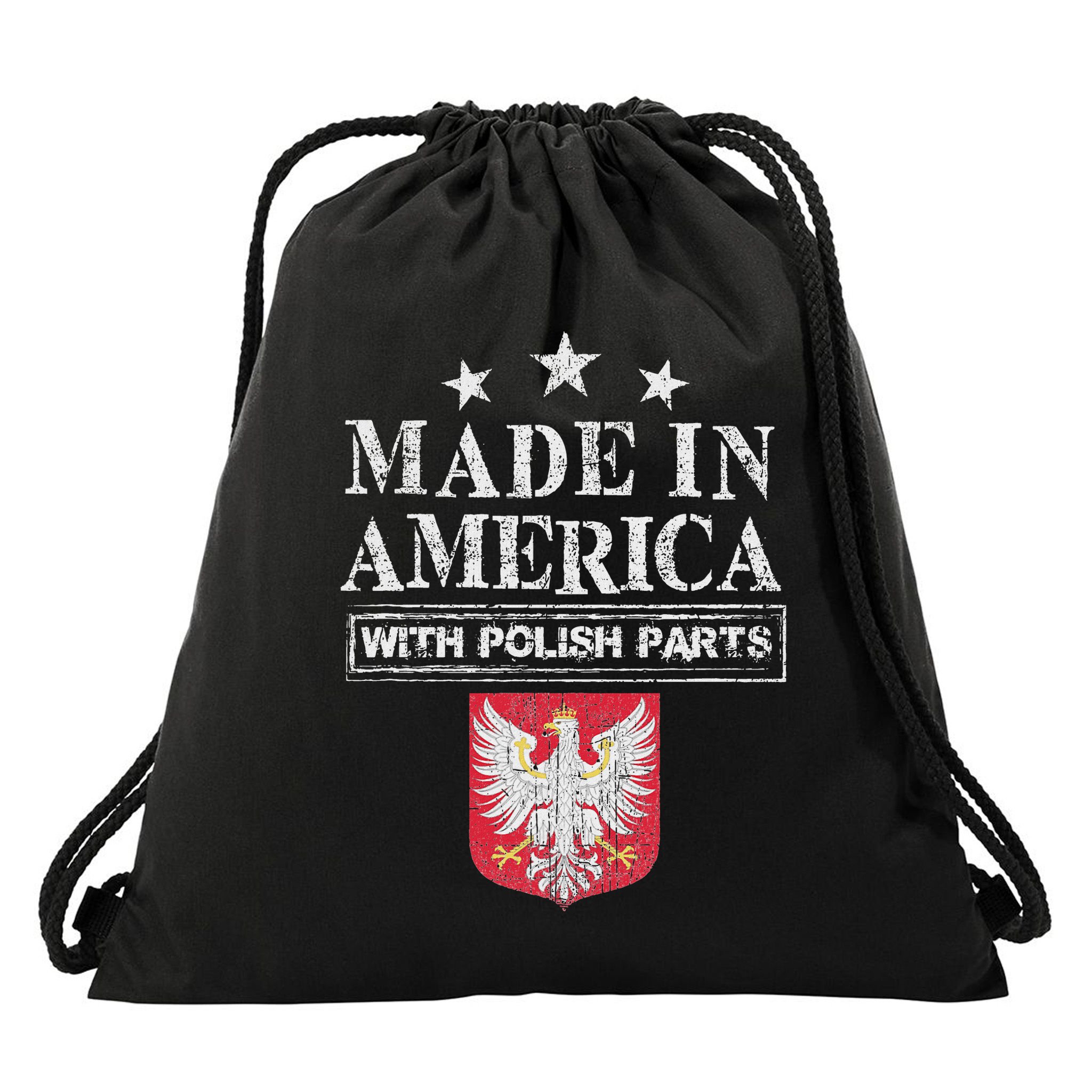Made In America With Polish Parts Pride Poland Immigra Drawstring Bag