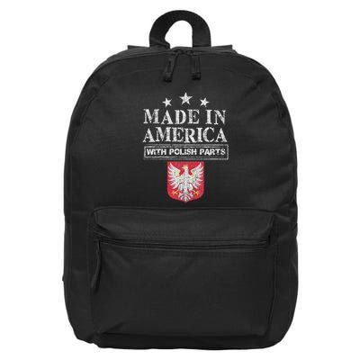 Made In America With Polish Parts Pride Poland Immigra 16 in Basic Backpack